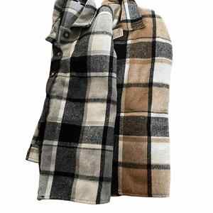 Shein Shirt Jacket Womens Small Black White Tan Plaid Shacket Set of 2 Button Up